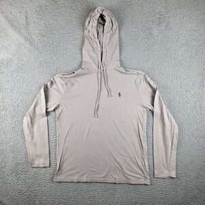 Polo Ralph Lauren Hoodie Mens Medium Gray Cotton Pony Logo Pullover